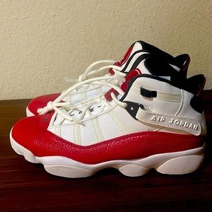 Jordan red white and black 9.5